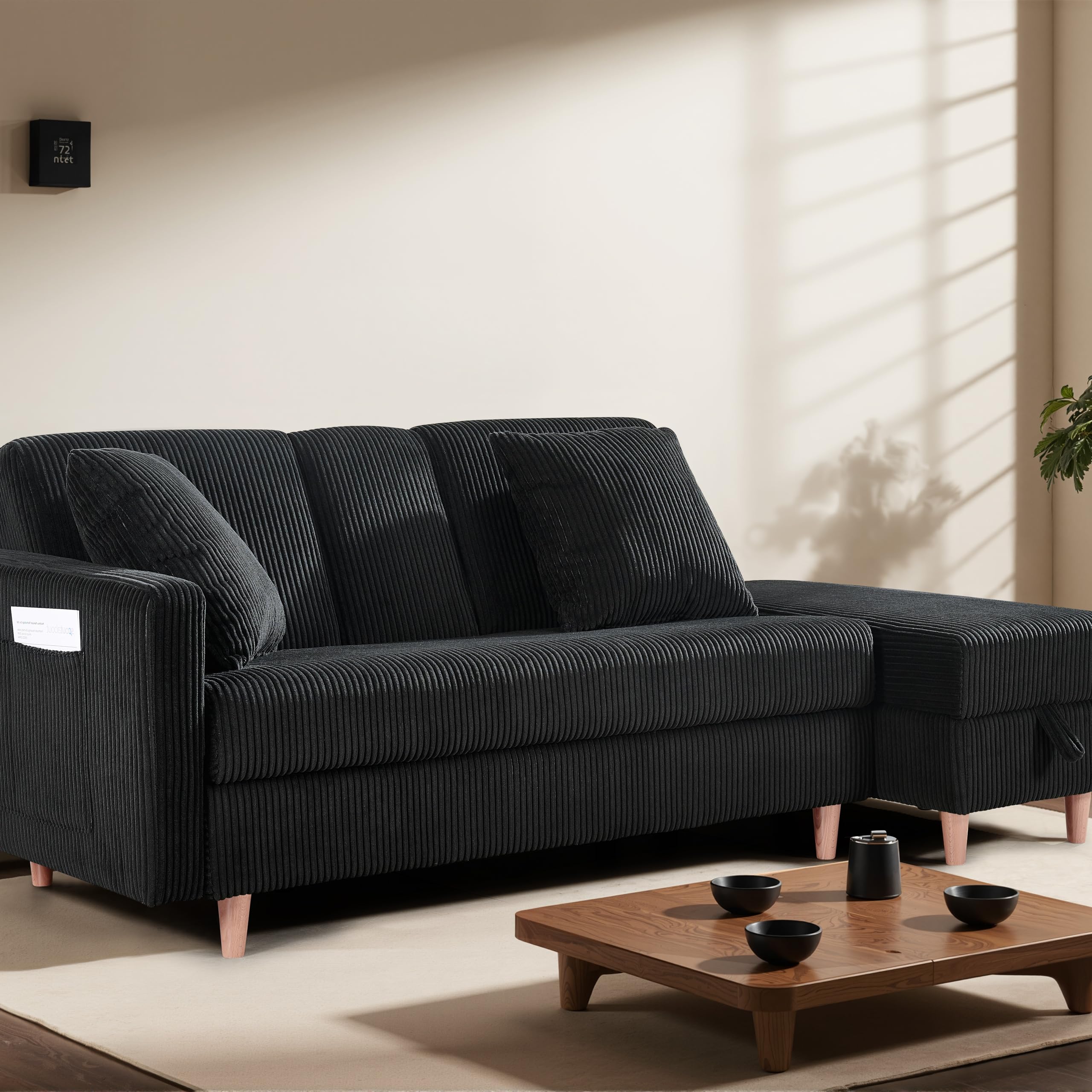 Amazon｜ソファ ソファーベッド 3人掛け カウチソファ オットマン付き
